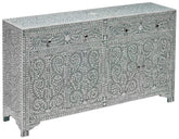 Bone Inlay Solid Wood Buffet Sideboard With 2 Top Drawer Grey